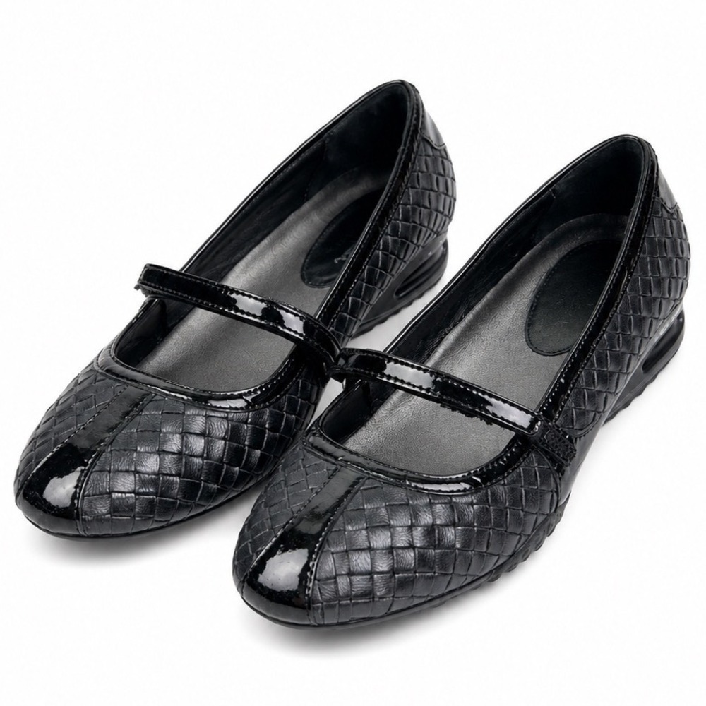 Cole Haan G Series Black Woven Leather Mary Jane Ballet Flats Women's Size 7